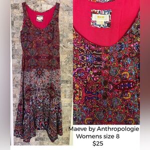 Maeve by Anthropologie maroon dress size 8